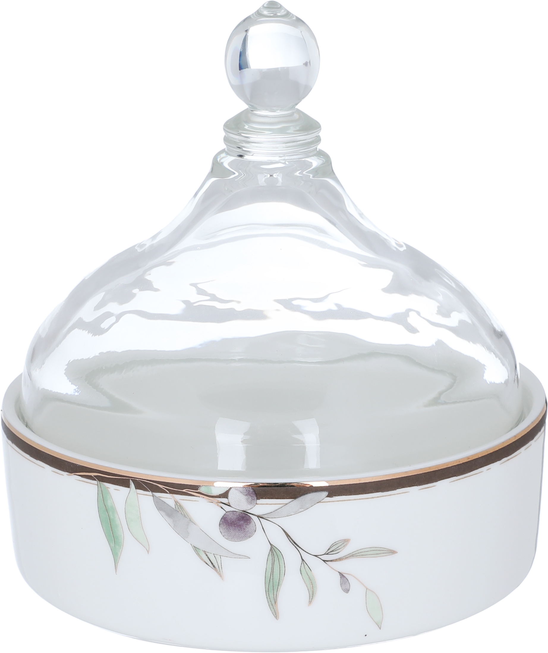 Al Saif Gallery Taghreed porcelain date, with transparent cover, branch pattern - white product image
