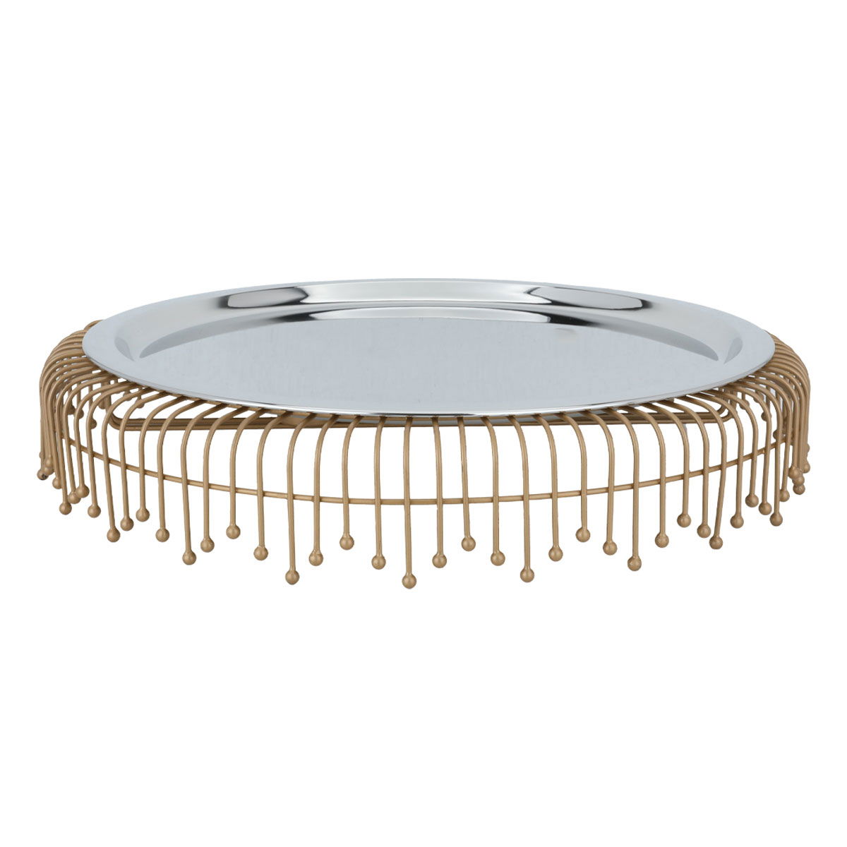 سخان طعام دائري بقاعدة ذهبية استيل السيف غاليري، 50x50x9 سم - فضي product image 1