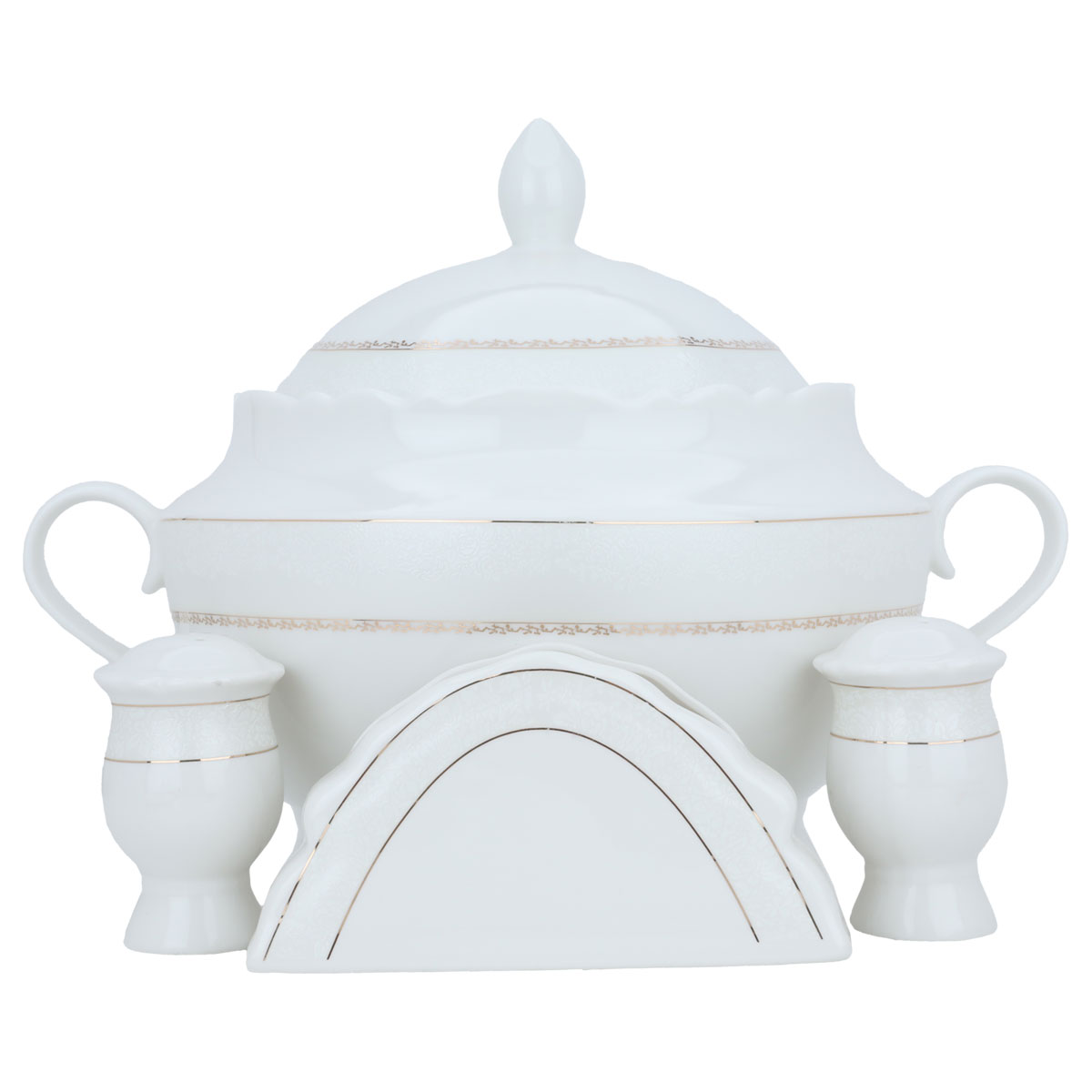 طقم سفرة بورسلان بنقش ذهبي السيف غاليري، 65 قطعة - أبيض product image 3