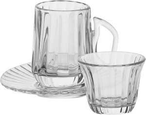 Al Saif Gallery Glass Serving Set (Cups and Saucers, 18 Pieces) - Clear product image