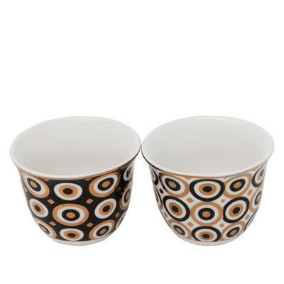 Al Saif Gallery porcelain Arabic coffee cups set, 12 pieces, two patterns, white/black product image 2