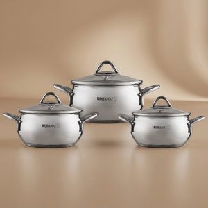 Korkmaz Tombak Stainless Steel Cookware Set, 6 Pieces - Silver product image