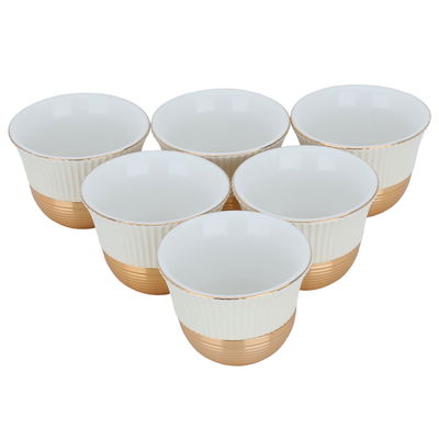 طقم فناجين قهوة عربي بورسلان السيف غاليري، 6 قطع - بيج ذهبي product image 2