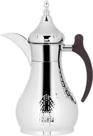 Al Saif Gallery Haila Steel Thermos, 1 litre, wooden hand engraved, steel inner case, steel outer case - silver product image 2