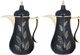 Al Saif Gallery Salma thermos set, 1 liter, golden pattern, 2 pieces, thermal glass inner shell, plastic outer shell - black product image 1