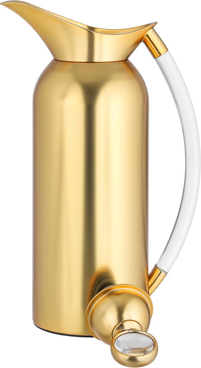 Al Saif Gallery Thuraya Thermos Set, 1/1 Liter, Glass Inner Material, Transparent Handle, Press Lid - Gold product image 9