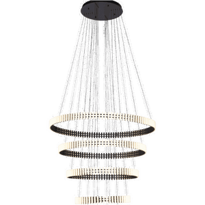 Norco Neoclassical Aluminum Acrylic Chandelier, 160W, 3000K, 4 Rings - Black product image 2
