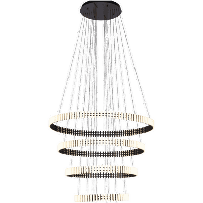 Norco Neoclassical Aluminum Acrylic Chandelier, 160W, 3000K, 4 Rings - Black product image 2