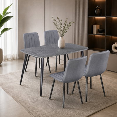 طاولة طعام خشب MDF مع 4 كراسي، 75×130×80 سم - رمادي product image 1