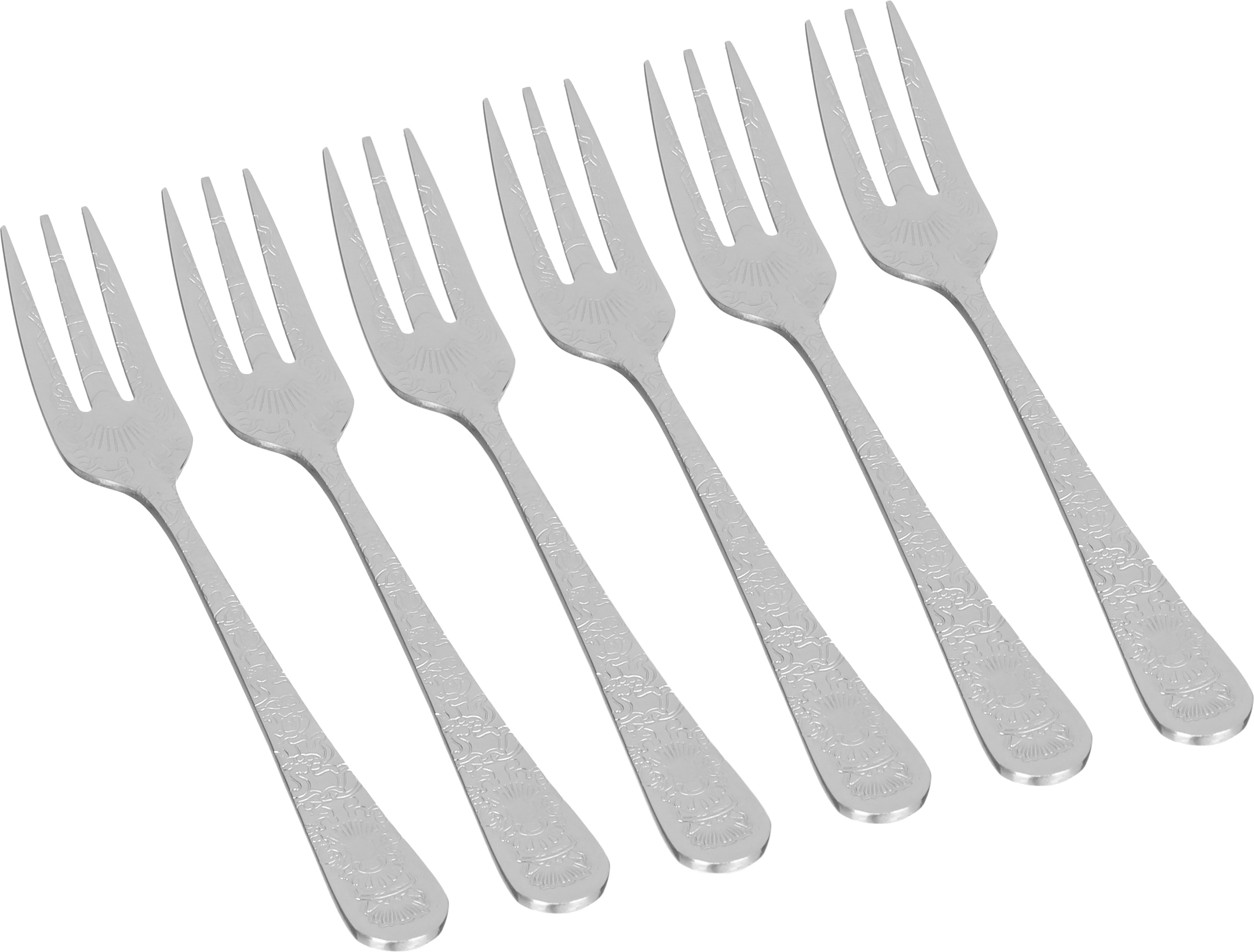 Al Saif Gallery steel sweet fork set, 6 pieces, engraved - silver product image