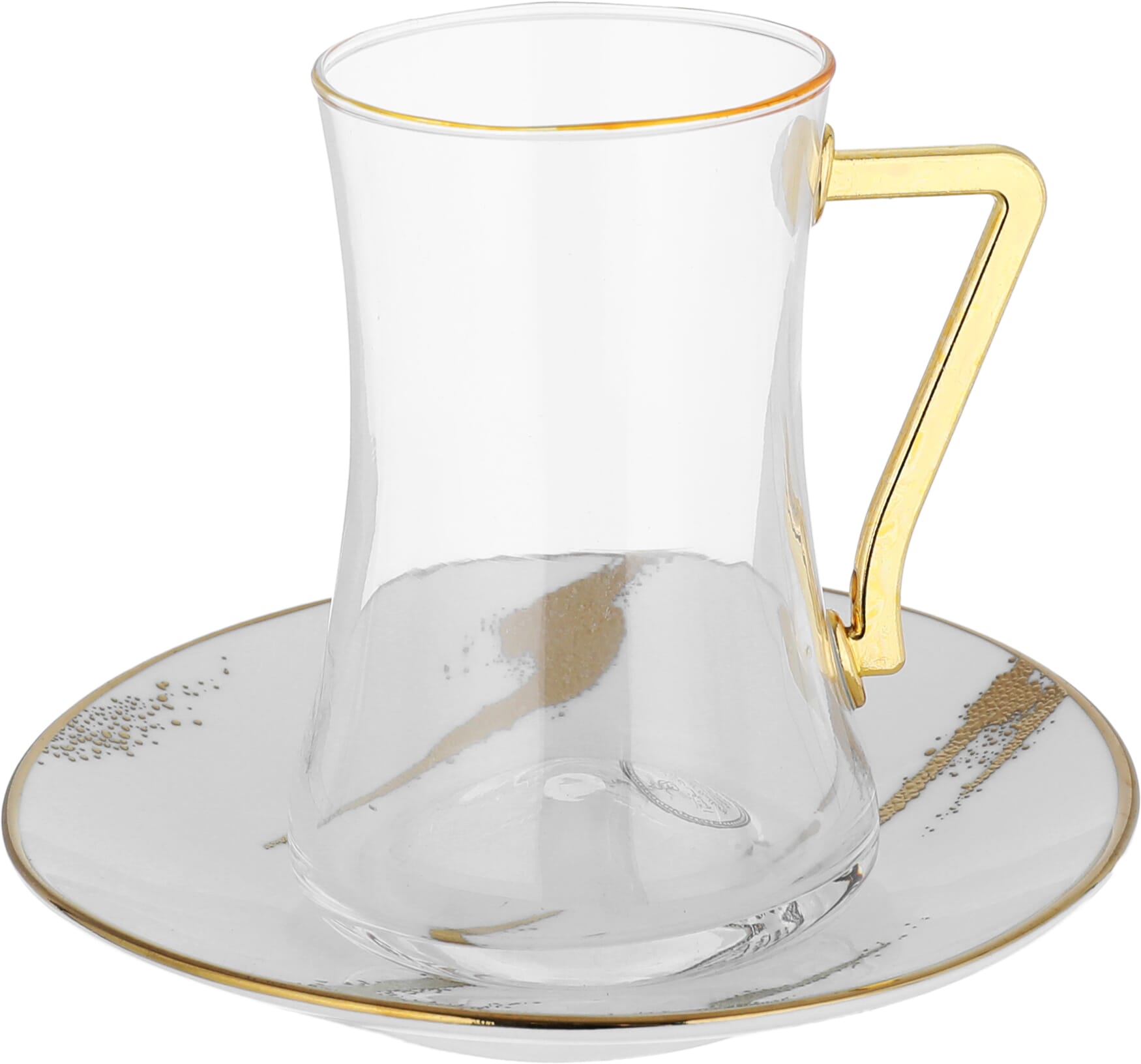 Al Saif Gallery Glass Tea and Coffee Serving Set, 18 Pieces - White and Gold product image 2