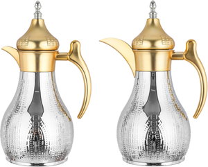Al Saif Gallery Haila Thermos Set, 2 pieces, 1.2/1.2 liter, stainless steel inner container, embossed, gold-silver mouth product image 2