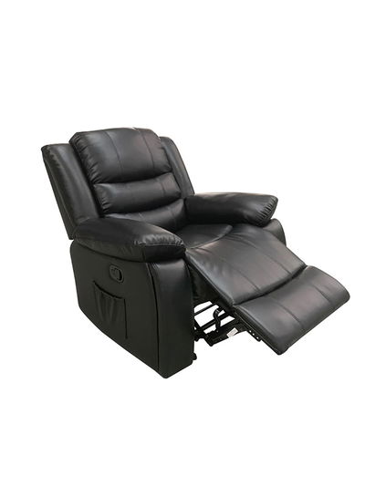 كرسي استرخاء خشب باك كومفورت، 92×102×98 سم، خامة خارجية جلد - أسود product image 2