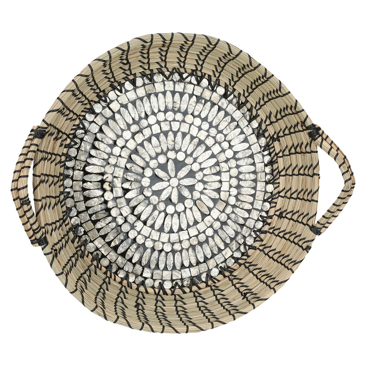Al Saif Gallery wicker serving tofir, 46 x 46 x 9 cm, round - black beige product image 4