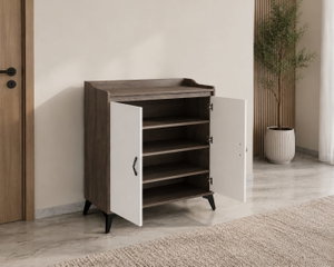 Modern MDF wooden buffet, 95×80×35 cm - brown white product image