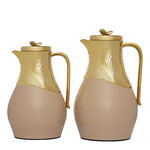 Al Saif Gallery thermos set, 0.5/1 liter, glass inner container, plastic outer shell - light brown product image 1