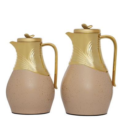 Al Saif Gallery thermos set, 0.5/1 liter, glass inner container, plastic outer shell - light brown product image 1