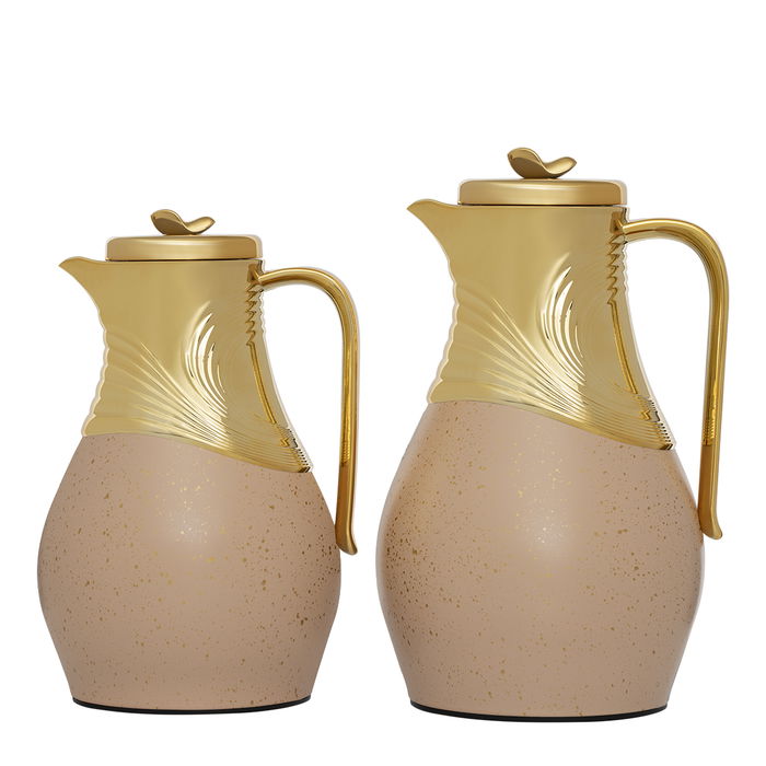 Al Saif Gallery thermos set, 0.5/1 liter, glass inner container, plastic outer shell - light brown product image 1