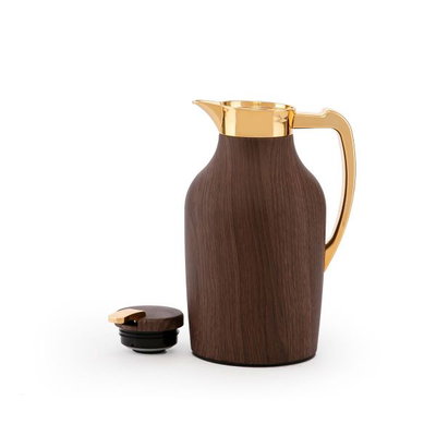 Al Saif Gallery Raneem thermos set, 1/1.3 liter, 2 pieces, thermal glass inner container, stainless steel outer shell - golden brown product image 3