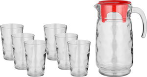 طقم جيك وكاسات زجاج بشابشي، 1.65 لتر، 7 قطع - شفاف product image