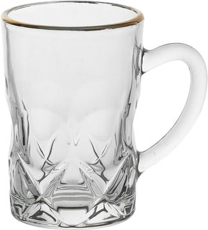 طقم بيالات شاي بيد زجاج ماكس جلاس، بخط ذهبي 6 قطع - شفاف product image 2