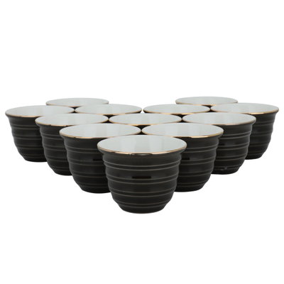 طقم فناجين قهوة عربي سيراميك السيف غاليري، 12 قطعة - اسود ذهبي product image 1