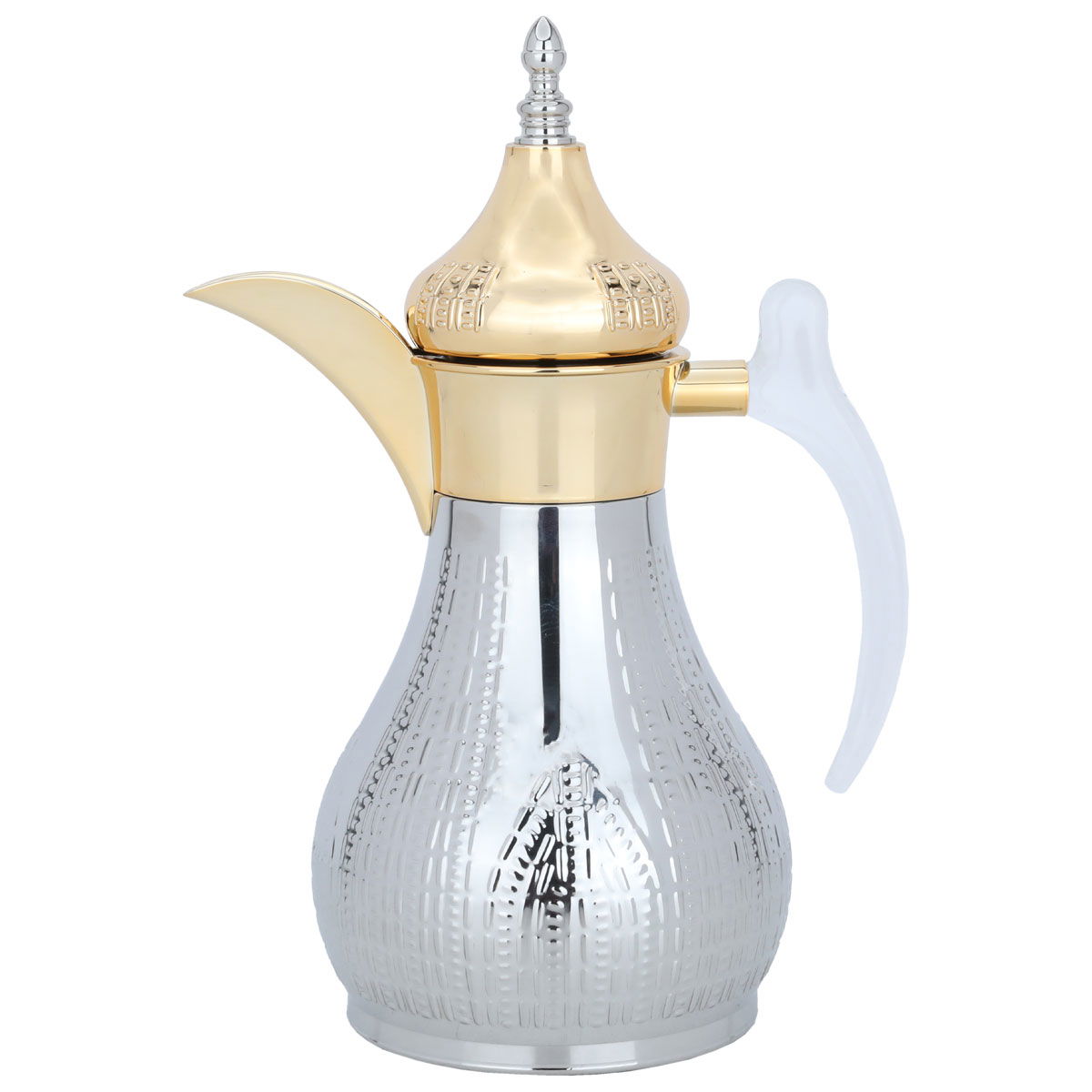 Al Saif Gallery Haila Thermos, 1 liter, transparent handle, steel inner case, steel outer case - silver product image