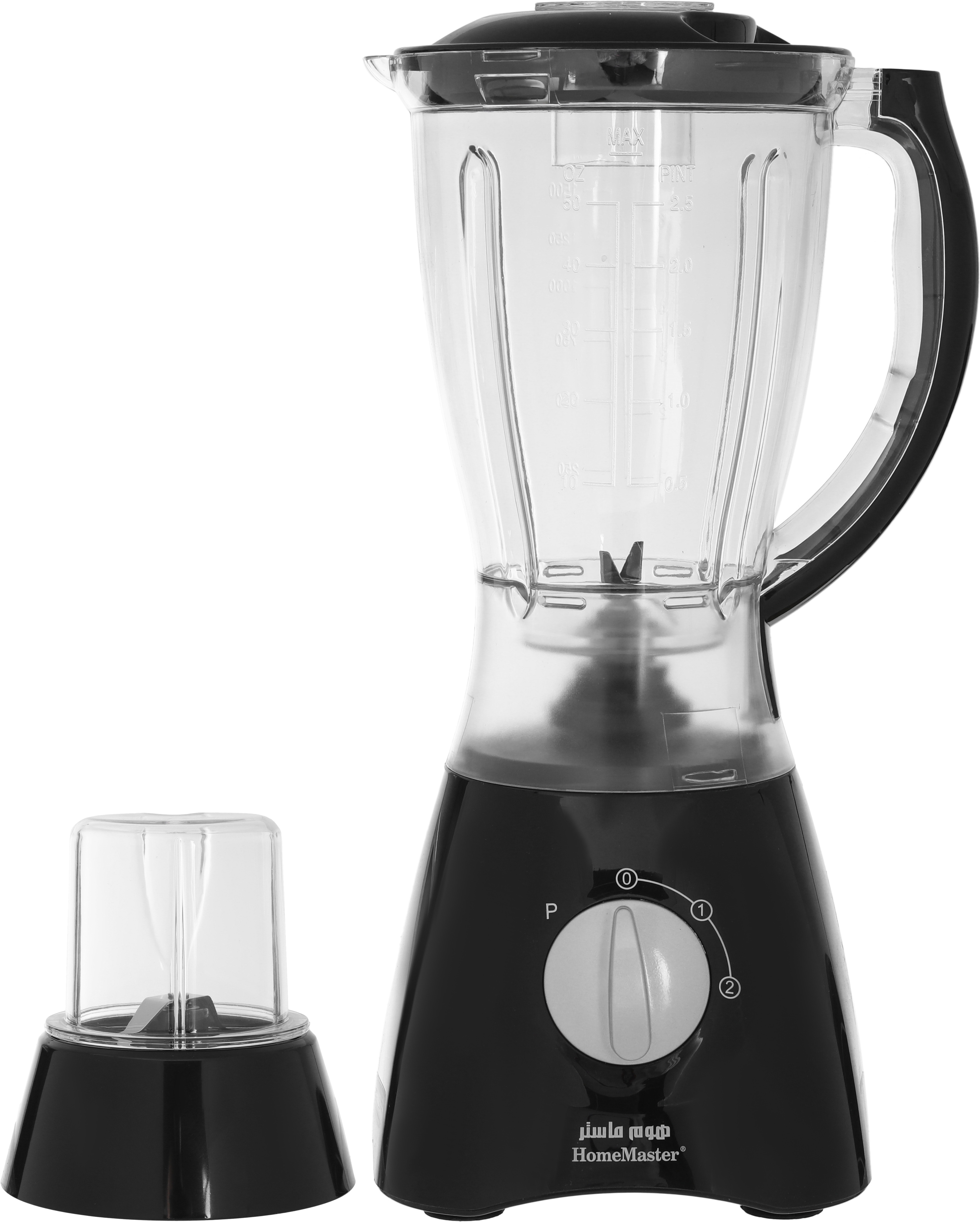 Home Master Electric Blender, 350 Watt, 1.5 Liter, 2 Speeds, 4 Blades, Grinder, HM-446 - Black product image 1