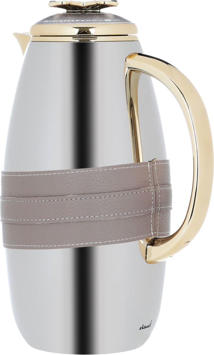 Al Saif Gallery Asmaa Steal Thermos Set, 0.7/1 Liter, 2 Pieces - Silver and Gold product image 3