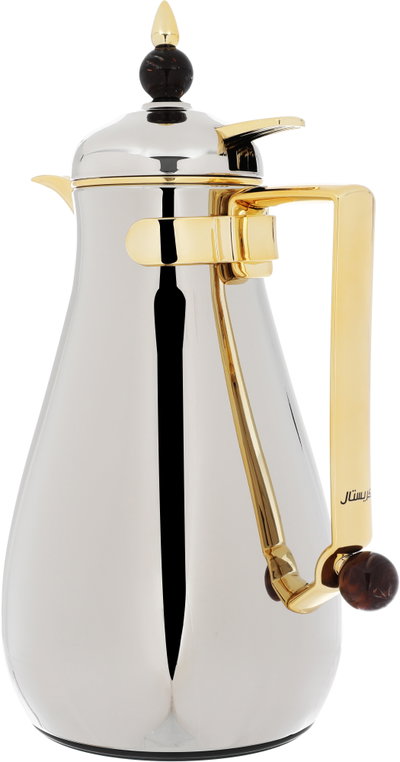 Al Saif Gallery Crystal Thermos Set, 1/0.7 liter, tofaria, thermal glass inner container, steel outer shell - silver product image 6