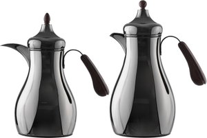 Al Saif Gallery Sama Thermos Set, 0.7/1 Liter, 2 Pieces, Inner Glass Container, Stainless Steel Outer Body - Glossy Black product image 2