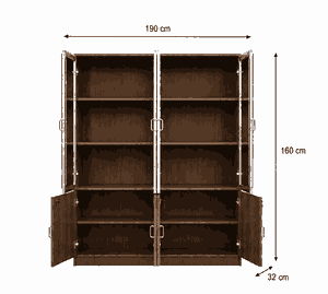 دولاب ملفات خشب، 190×160×32 سم - بني غامق product image 2