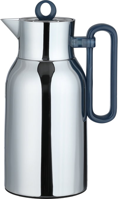 Al Saif Gallery Al Durra Thermos Set, 1/1 Liter, 2 Pieces, Glass Inner Container, Push Button, Blue Marble Handle - Silver product image 6