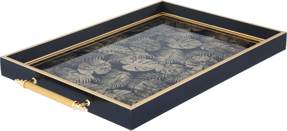 Tofaria Al Saif Gallery Glass, 30 x 47 cm, rectangle, golden wooded pattern, handle - black product image 2