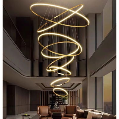 ثريا مودرن مشكاتي، 7 حلقات ،متدرجة ، 3000 كلفن ، 240 واط ، معدن ، 40×60×80×100× 120 سم ،معدن - روز دهبي product image 4