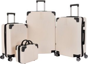 طقم شنط سفر ABS ليمرا، 4 مقاسات، 4 عجلات، زاويه 360 درجة، OT-3077 - بيج product image
