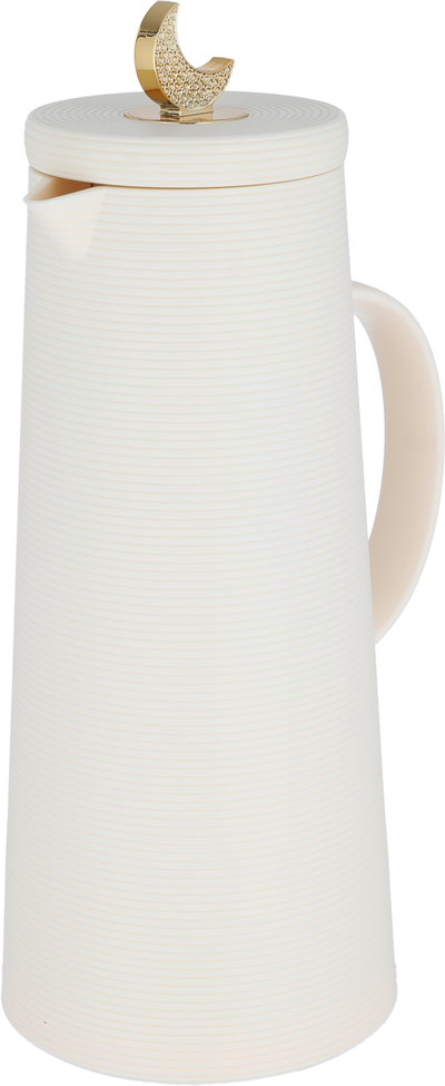 Al Saif Gallery Royal 8 thermos crescent lid, 1 liter, glass inner container, plastic outer shell - beige product image 4