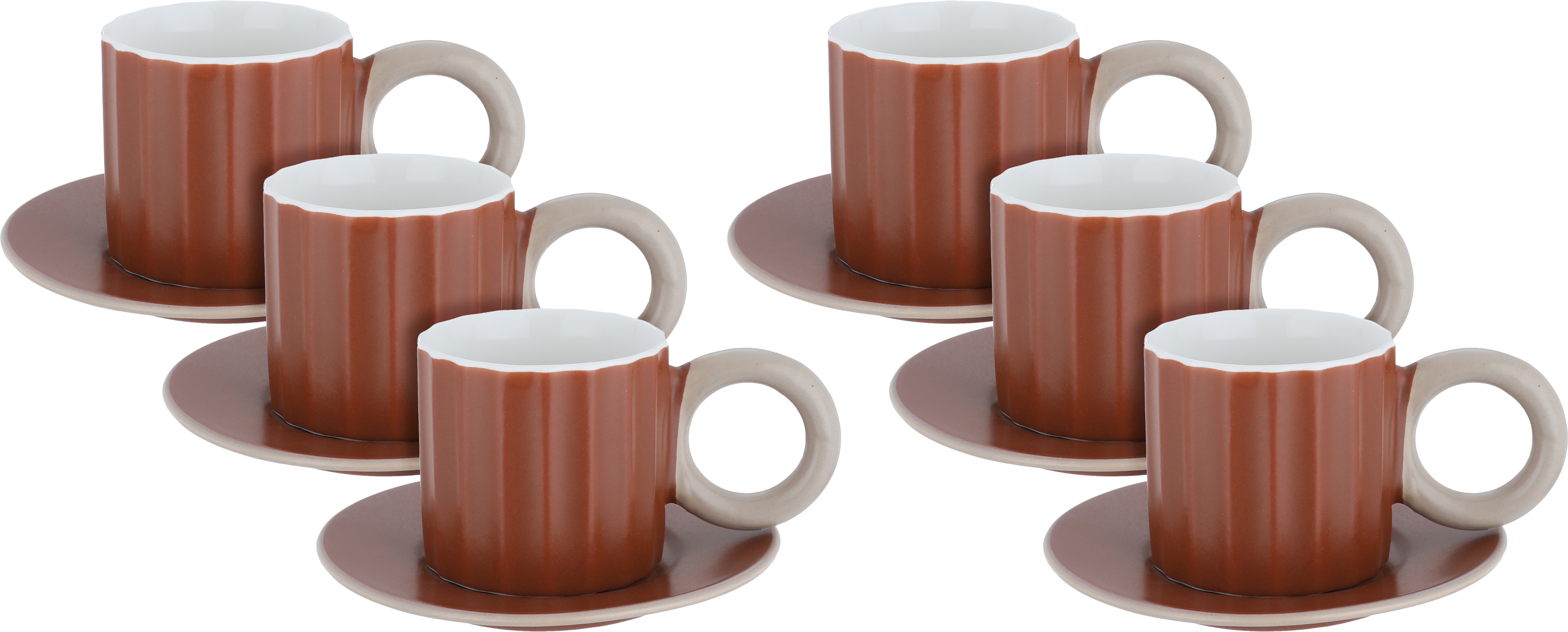 AlSaif Gallery Porcelain Cup and Saucer Set, 80 ml, 12 Pieces - Dark Brown product image