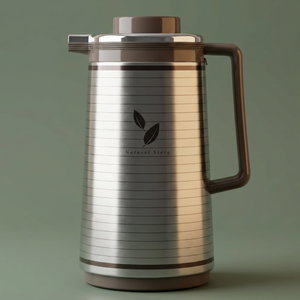 zojirushi Abu Feel Japanese Thermos, 1.3 Liter, Glass Inner Container, Stainless Steel Outer Body - Silver Cappuccino product image