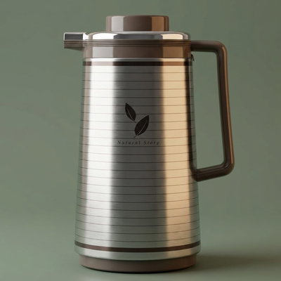 zojirushi Abu Feel Japanese Thermos, 1.3 Liter, Glass Inner Container, Stainless Steel Outer Body - Silver Cappuccino product image 1