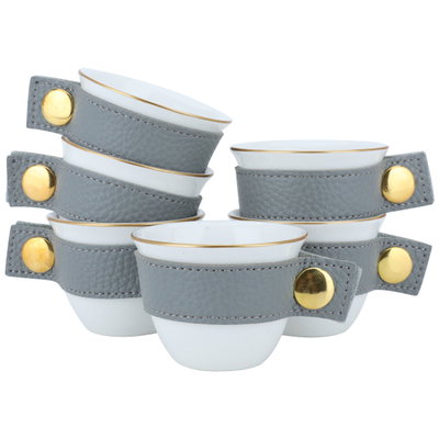 طقم فناجين قهوة بورسلان السيف غاليري، 6 قطع - رمادي product image 1
