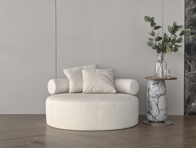 كنبة مودرن خشب سويدي،120x120x35 سم، قماش شانيل - اوف وايت product image 4