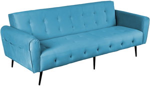 كنبة سرير مونتيلا خشب سويدي باك كومفورت، 190x70x90 سم، قماش مخمل - فيروزي داكن product image