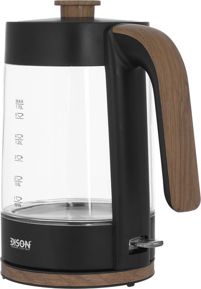 Edison Glass Electric Kettle, 1.7L, 1850-2200W, KEG0001-CE - Transparent Black product image 2