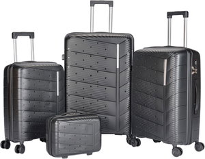 طقم شنط سفر بولي بروبيلين ليمرا، 4 مقاسات، 4 عجلات، بزاوية 360 درجة، LMA-PP508 - رمادي غامق product image