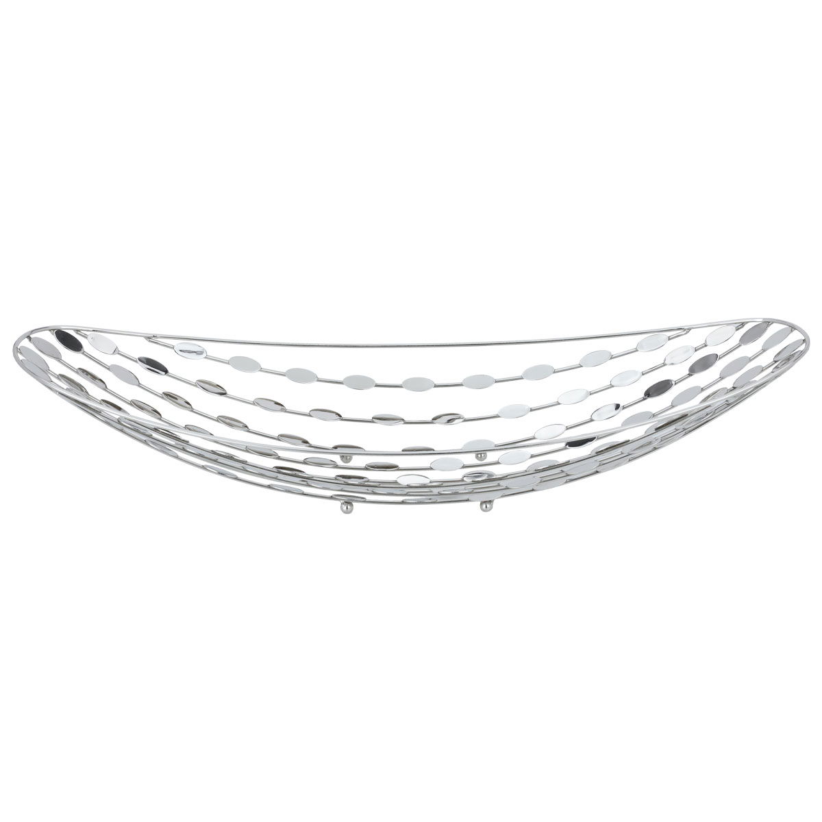 Al Saif Gallery steel dessert plate, 46 x 14 x 10 cm, boat shape - silver product image 1
