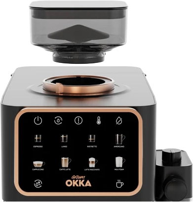 Arzum OKKA Barista Pro Automatic Espresso Machine, 1400W, 15 x 2 Bar, Touch Control, 5 Grit Settings, 9 Brew Options, Auto Clean, Built-in Milk Brewing, Refill Sensor, OK0042-04 - Copper Black product image 4