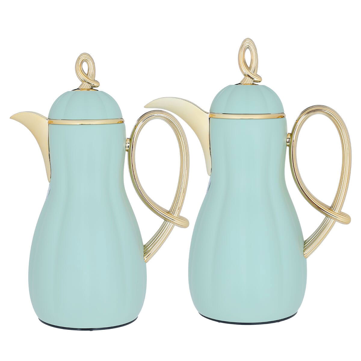 Al Saif Gallery Arwa thermos set, 1/1 liter, thermal glass inner container, plastic outer shell - golden green product image