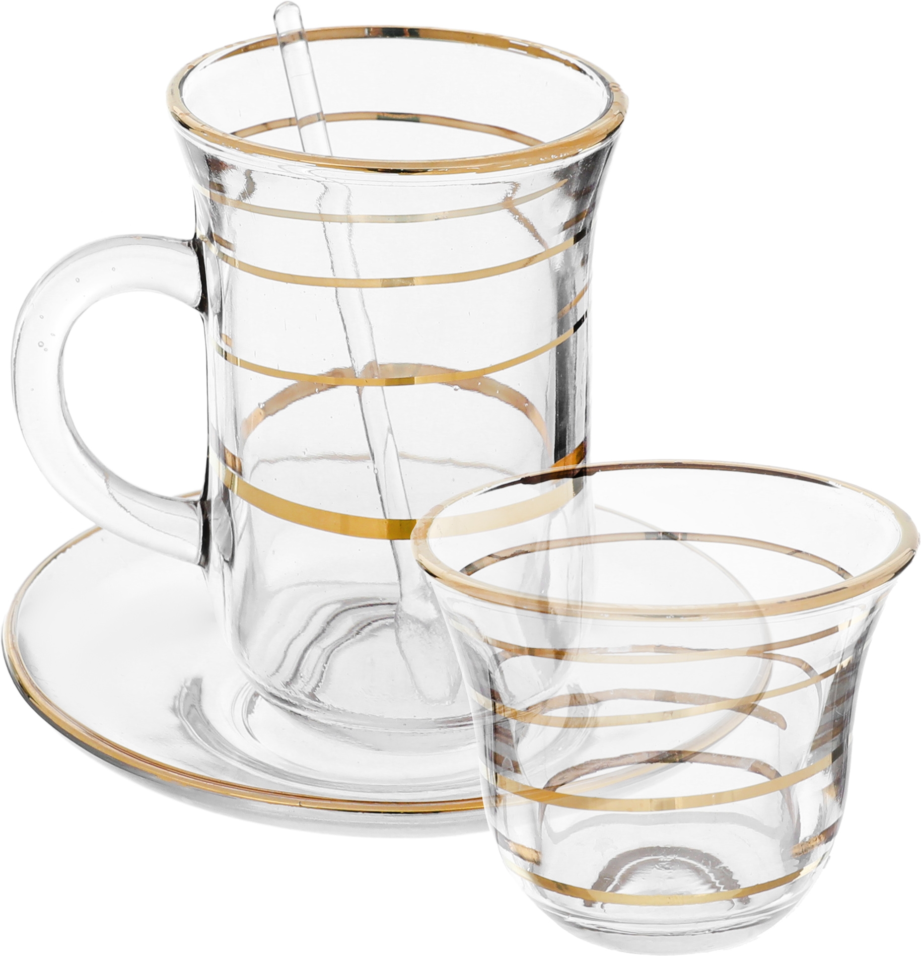 طقم تقديم شاي مع قهوة اميرة زجاج رويال جلاس، 24 قطعة - شفاف product image