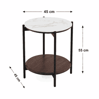 طقم طاولات سيراميك و معدن، 5 قطع - اسود رمادي product image 2